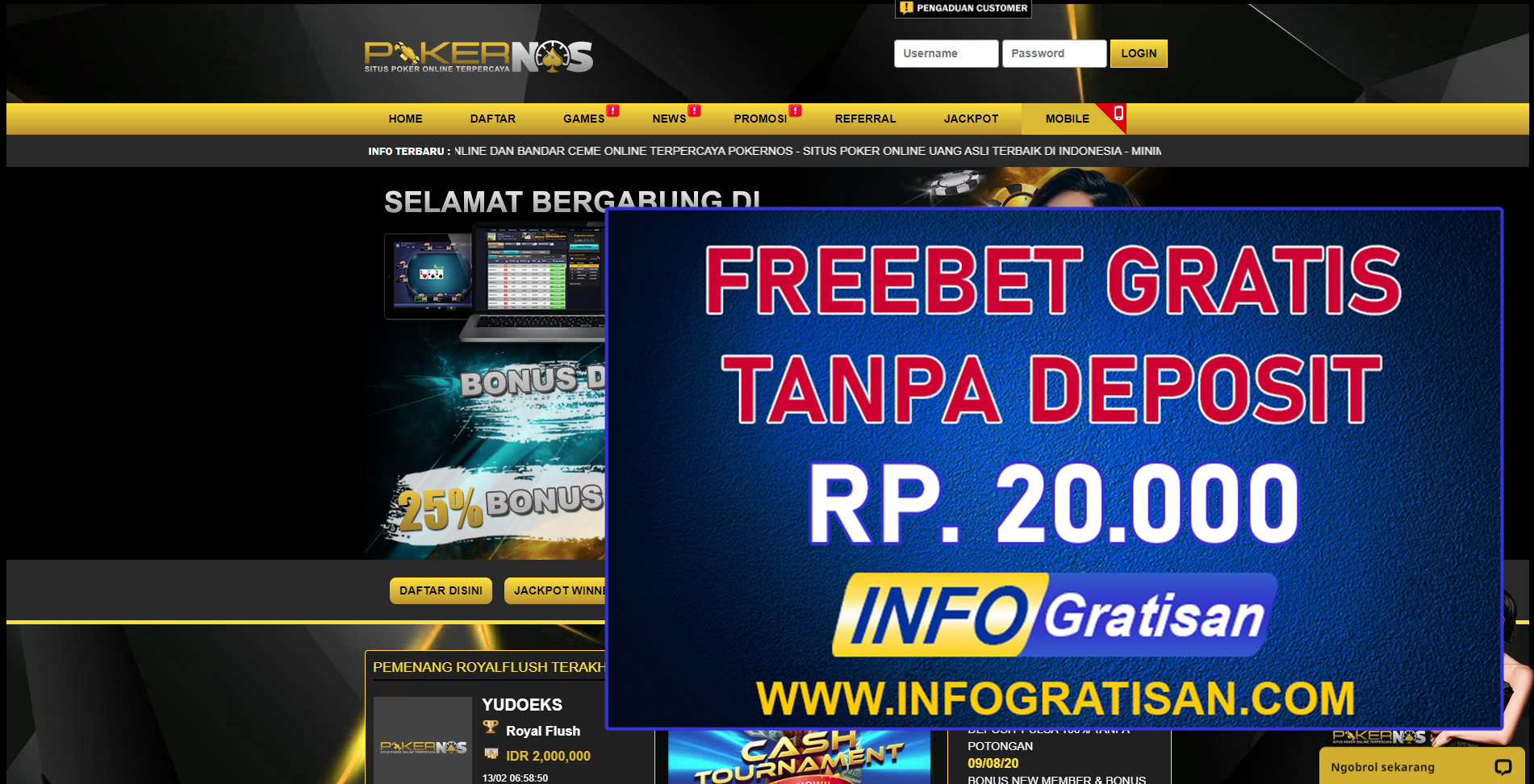 Freebet Terbaru PokerNOS