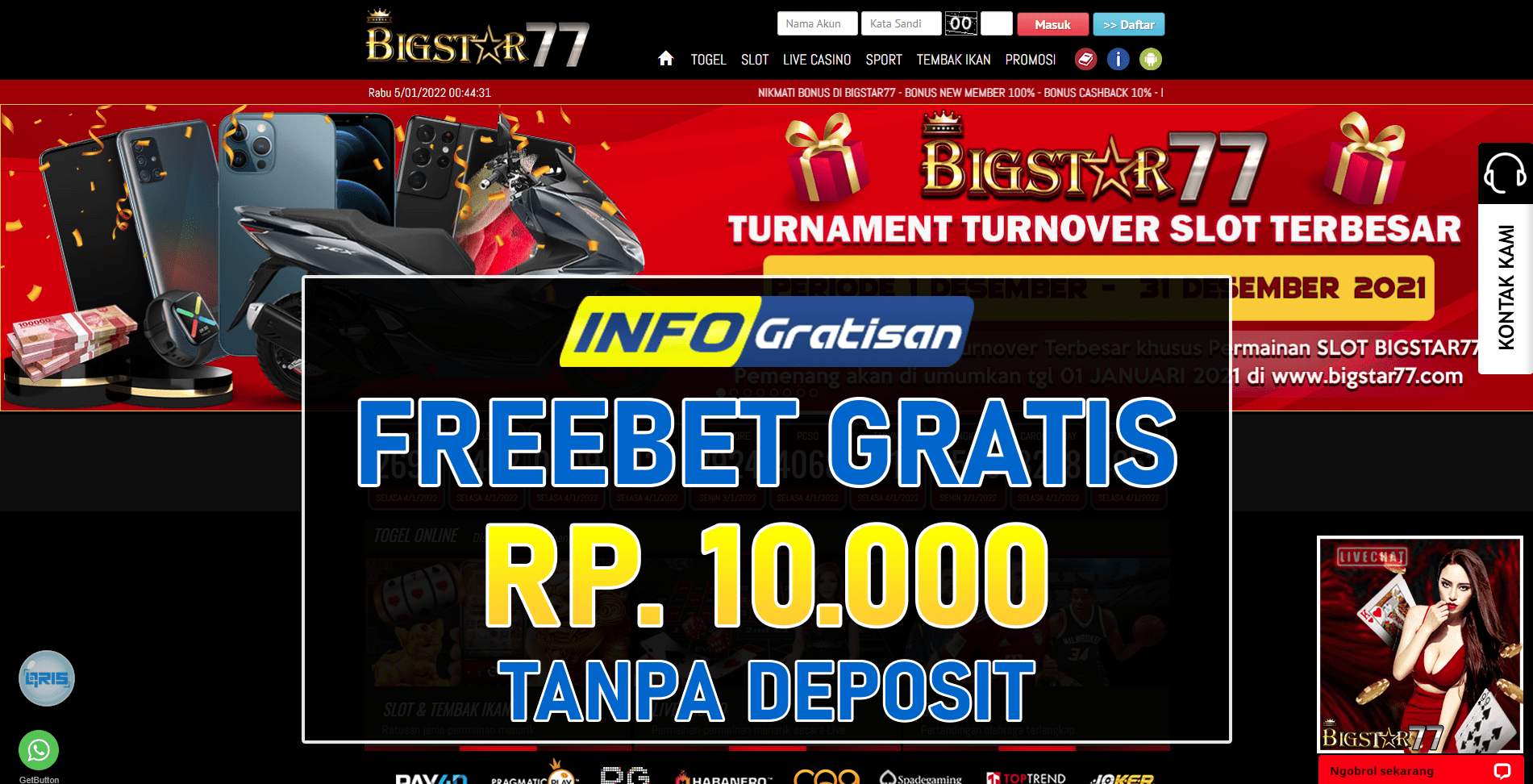 Freebet Gratis Terbaru BIGSTAR77