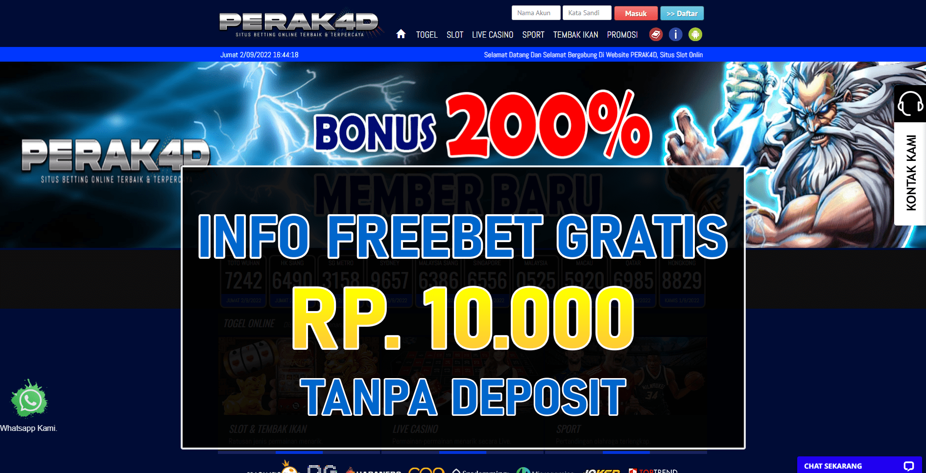 Freebet Gratis PERAK4D