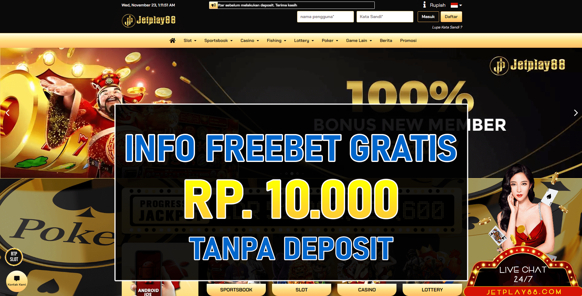 Freebet Tanpa Deposit Jetplay88