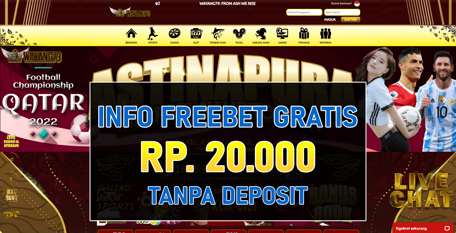 Freebet Tanpa Deposit Wayang79