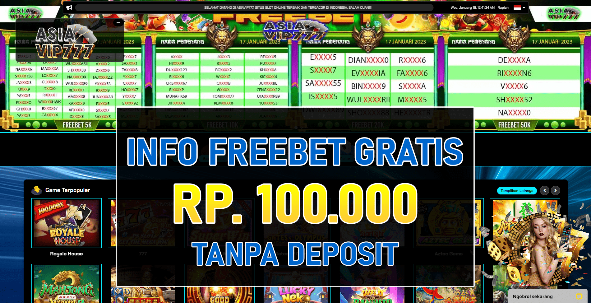 Freebet Tanpa Deposit Asiavip777