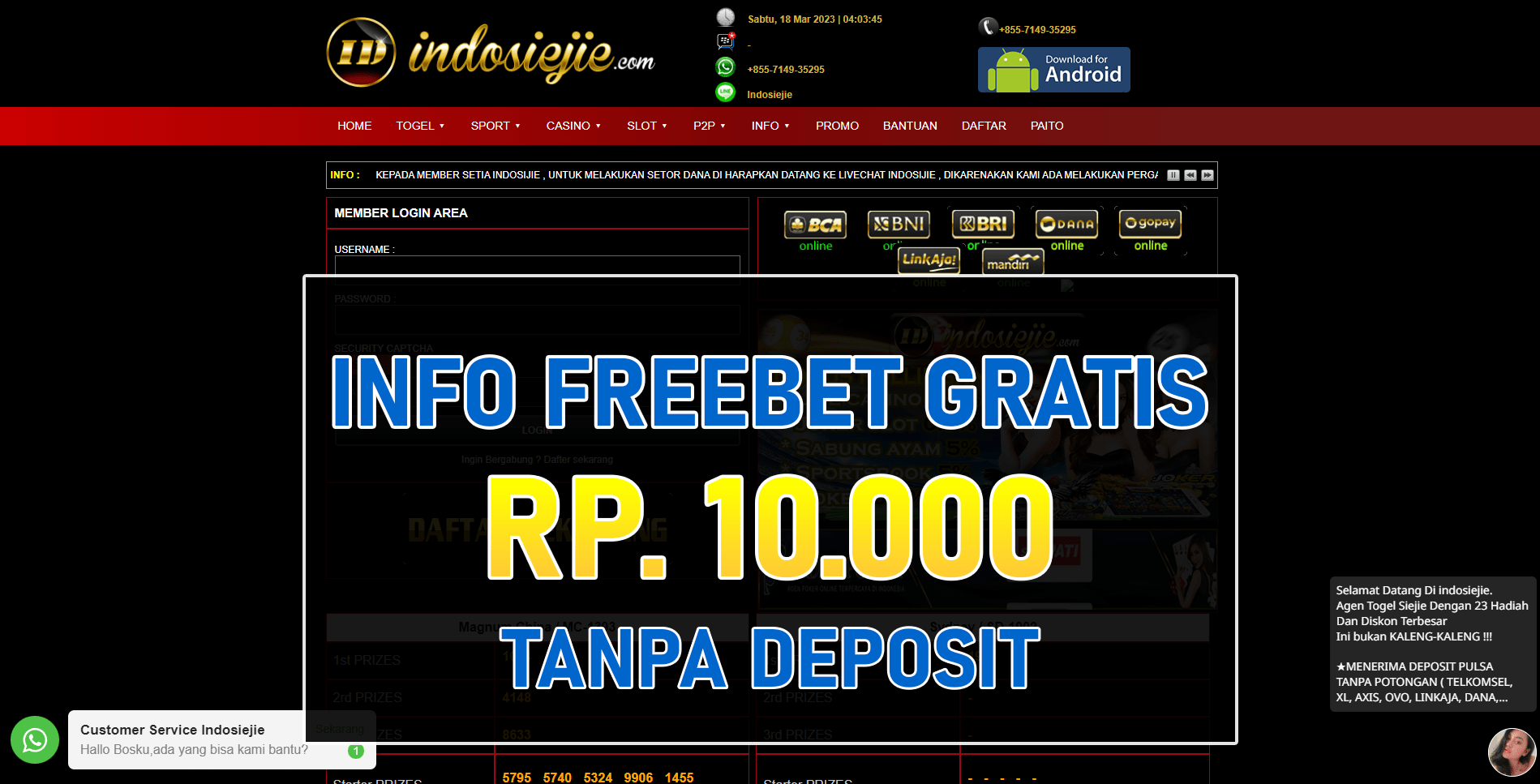 Indosiejie Freebet Gratis Tanpa Deposit