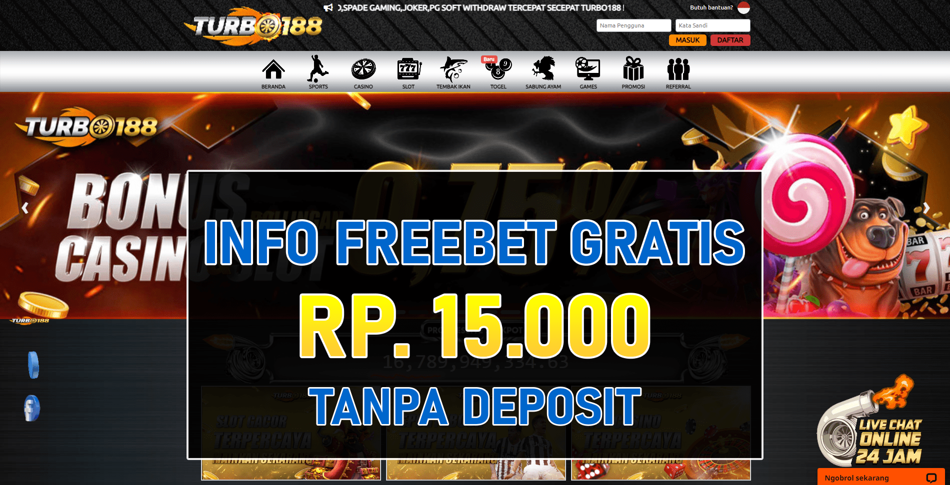 Turbo188 Freebet Gratis Terbaru Tanpa Deposit