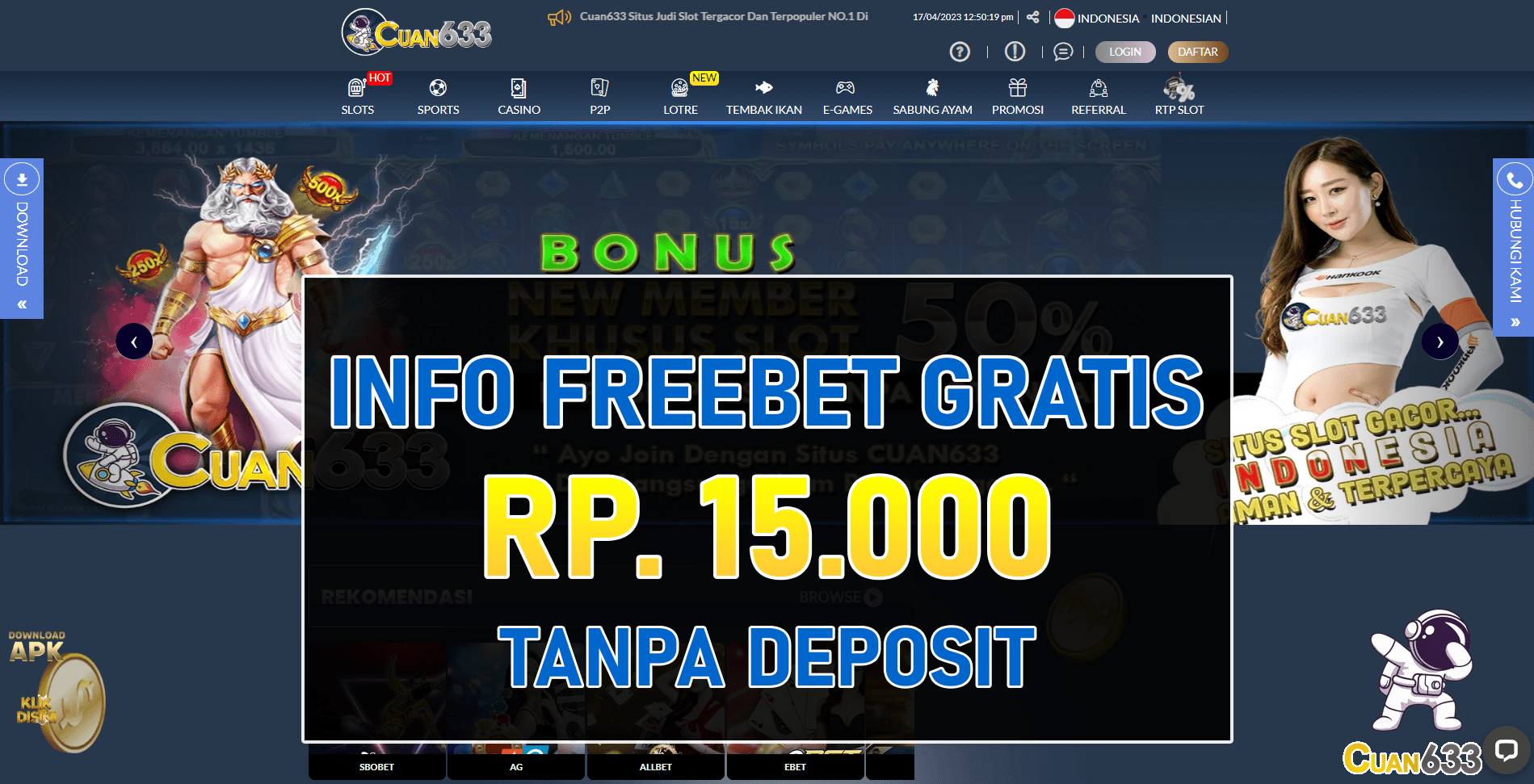 Cuan633 Freebet Gratis Tanpa Deposit