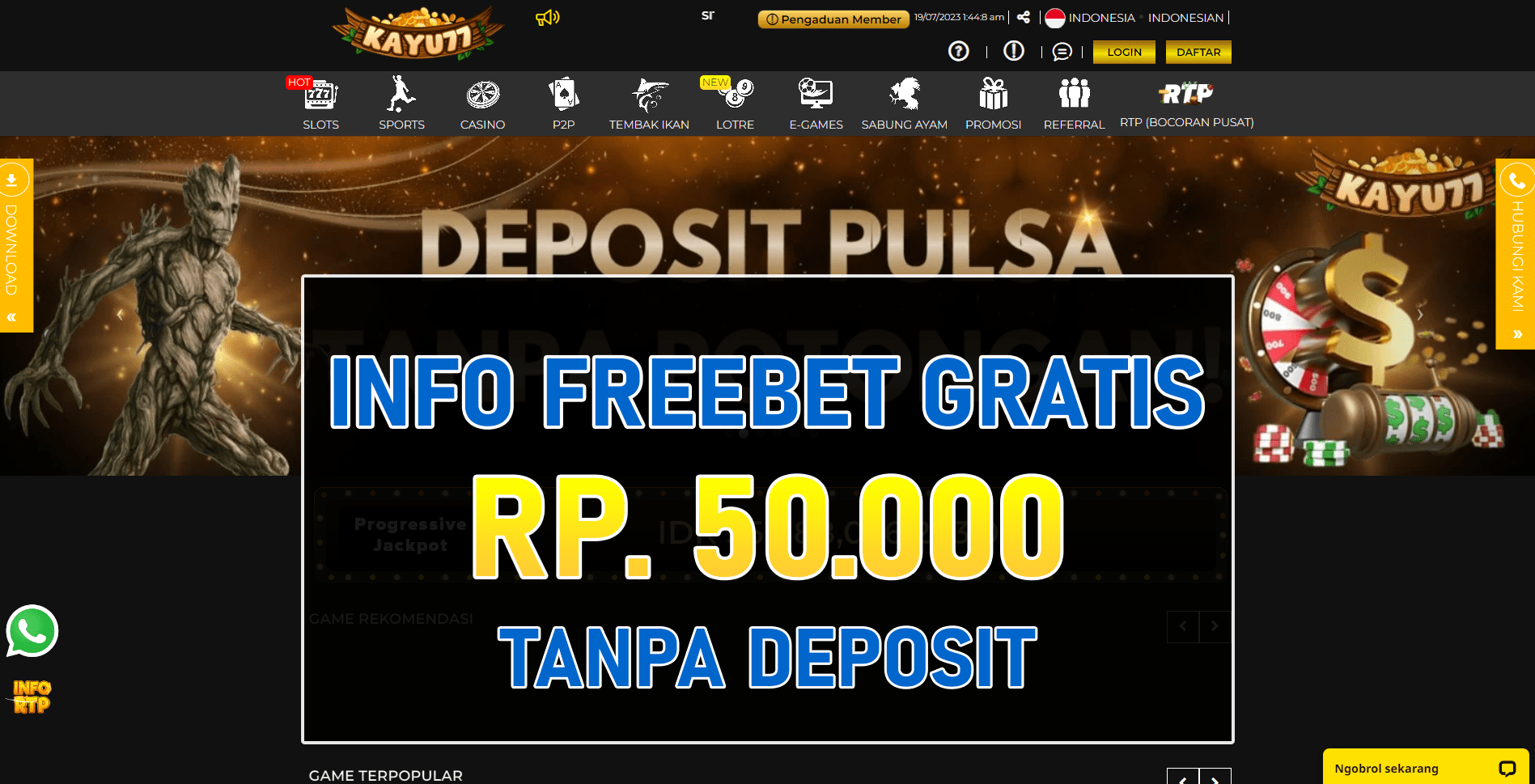 Kayu77 Freebet Gratis Tanpa Deposit Terbaru