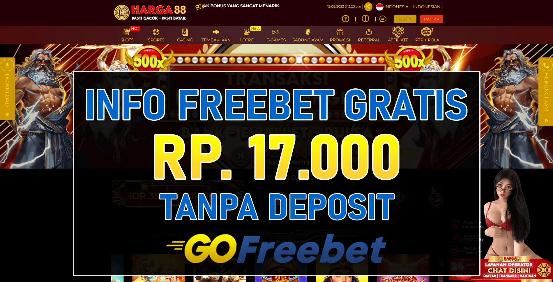 Harga88 Freebet Gratis Tanpa Deposit Terbaru