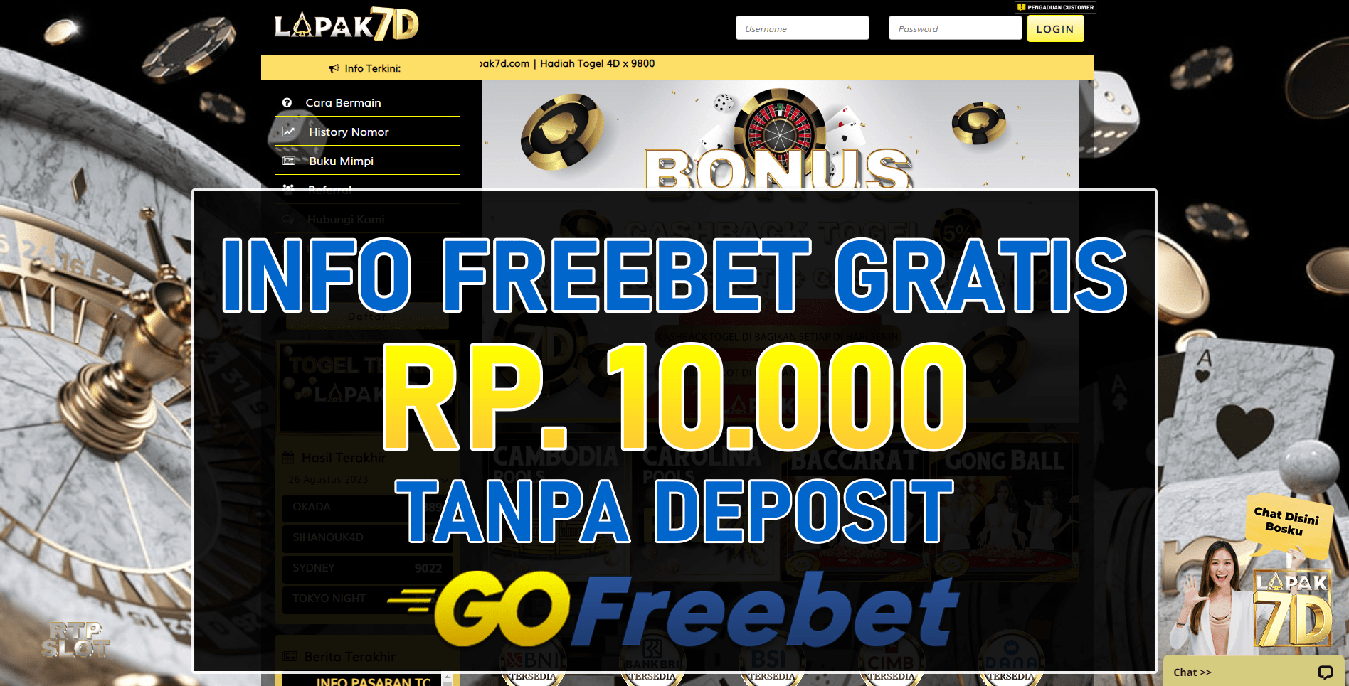 Lapak7d Freebet Gratis Tanpa Deposit Terbaru