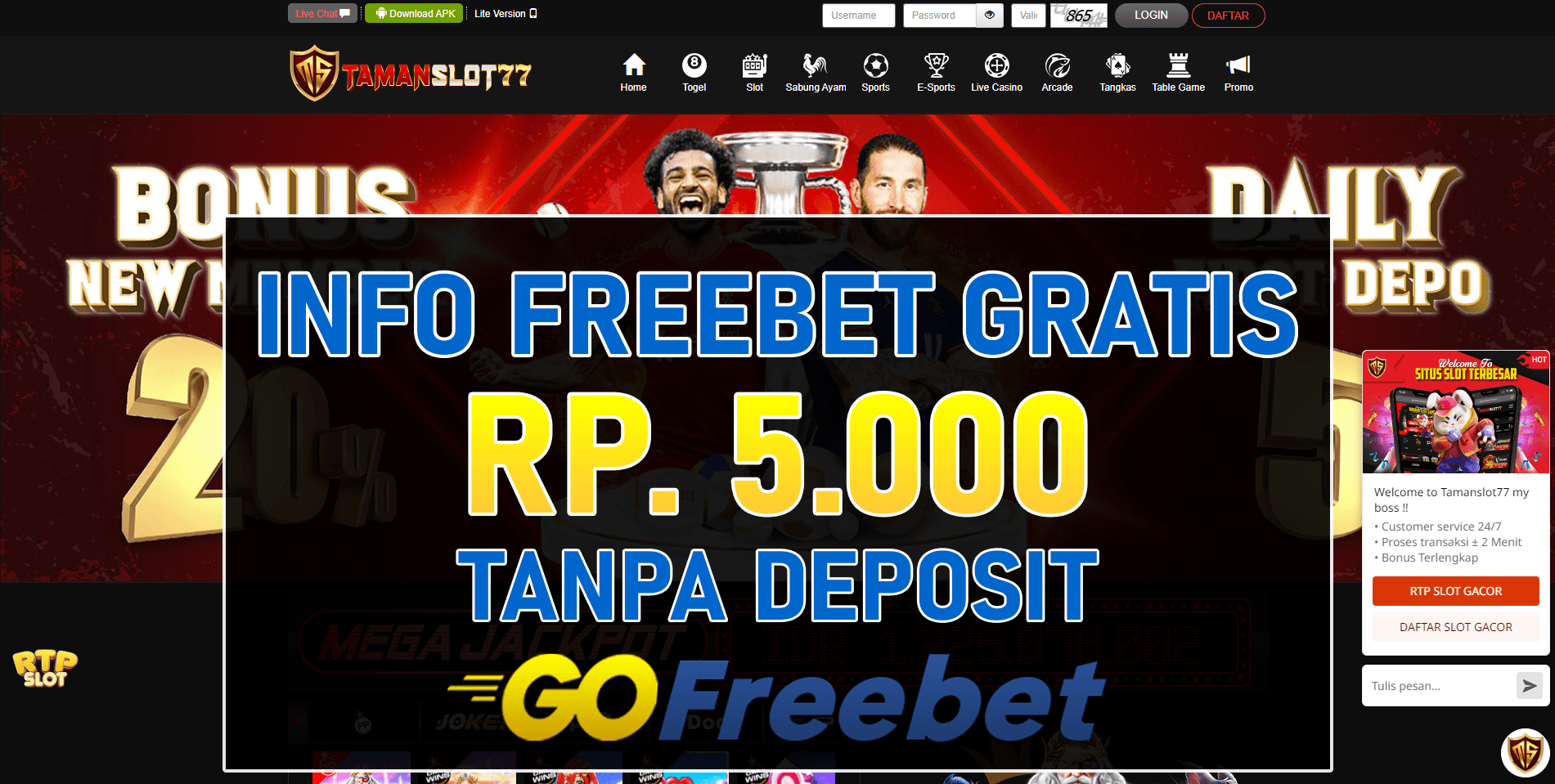 Tamanslot77 Freebet Gratis Tanpa Deposit Terbaru