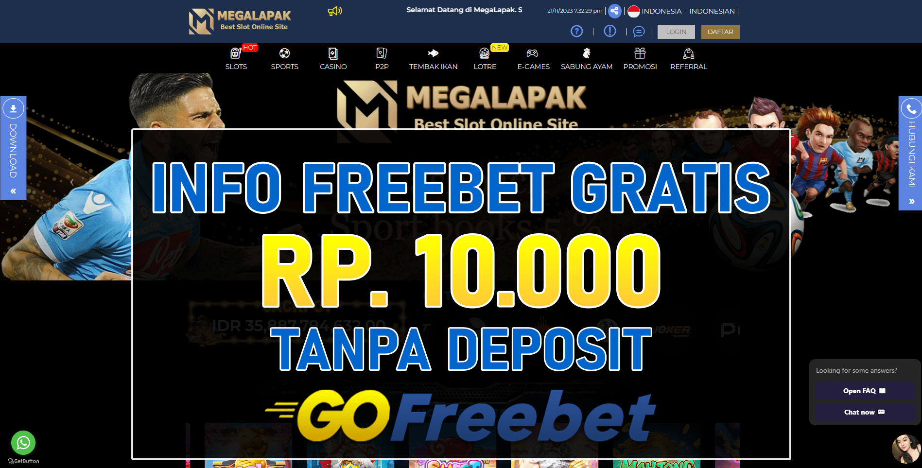 Megalapak Freebet Gratis Rp 10.000 Tanpa Deposit