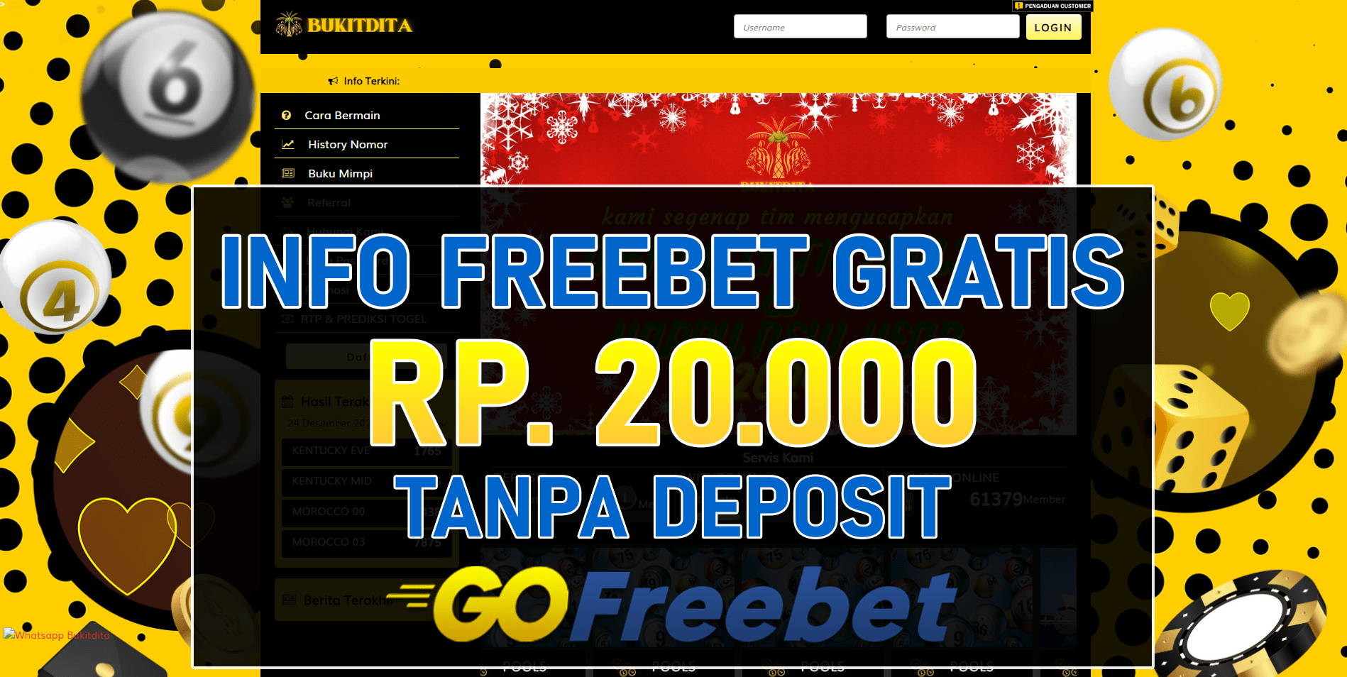 Bukitdita Freebet Gratis Rp 20.000 Tanpa Deposit