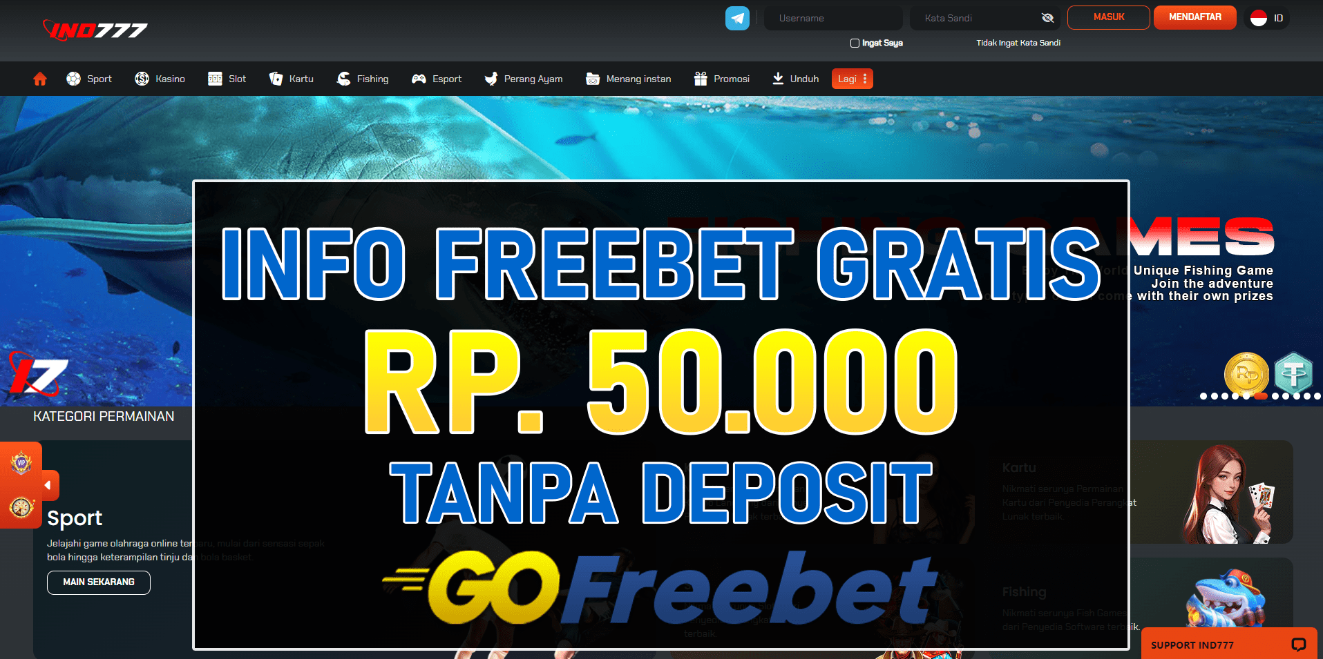 Ind777 Freebet Gratis Rp 50.000 Tanpa Deposit