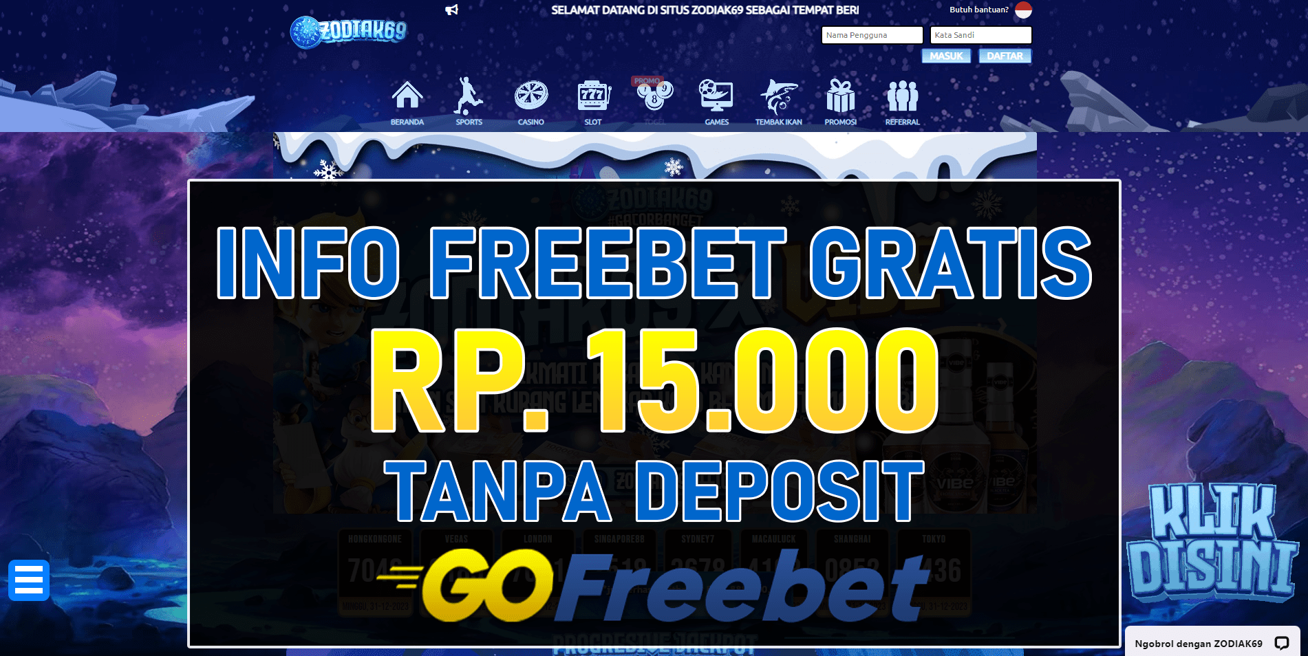 Zodiak69 Freebet Gratis Rp 15.000 Tanpa Deposit